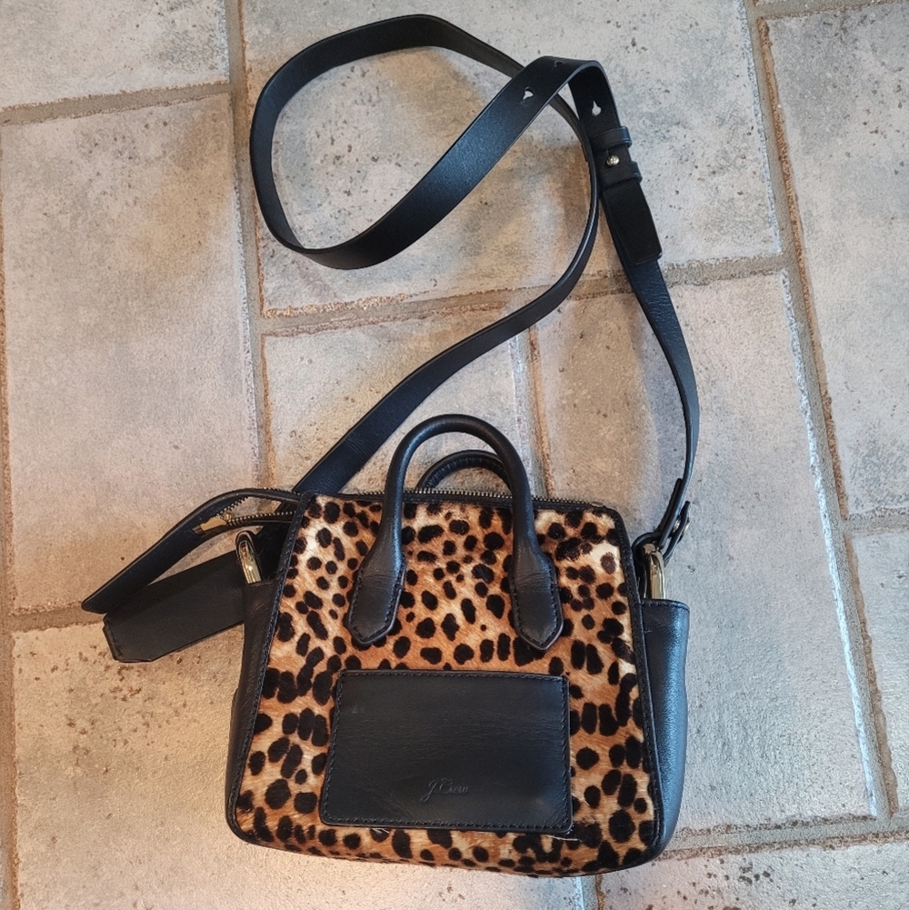 Crew Harper Mini Satchel Crossbody Leopard Calf Hair - Picture 7 of 15